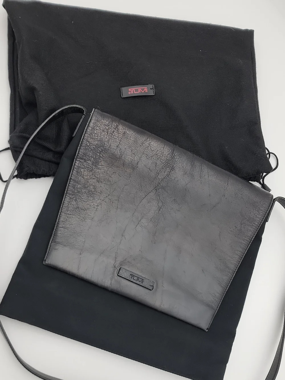 Tumi Black Leather Messenger Crossbody